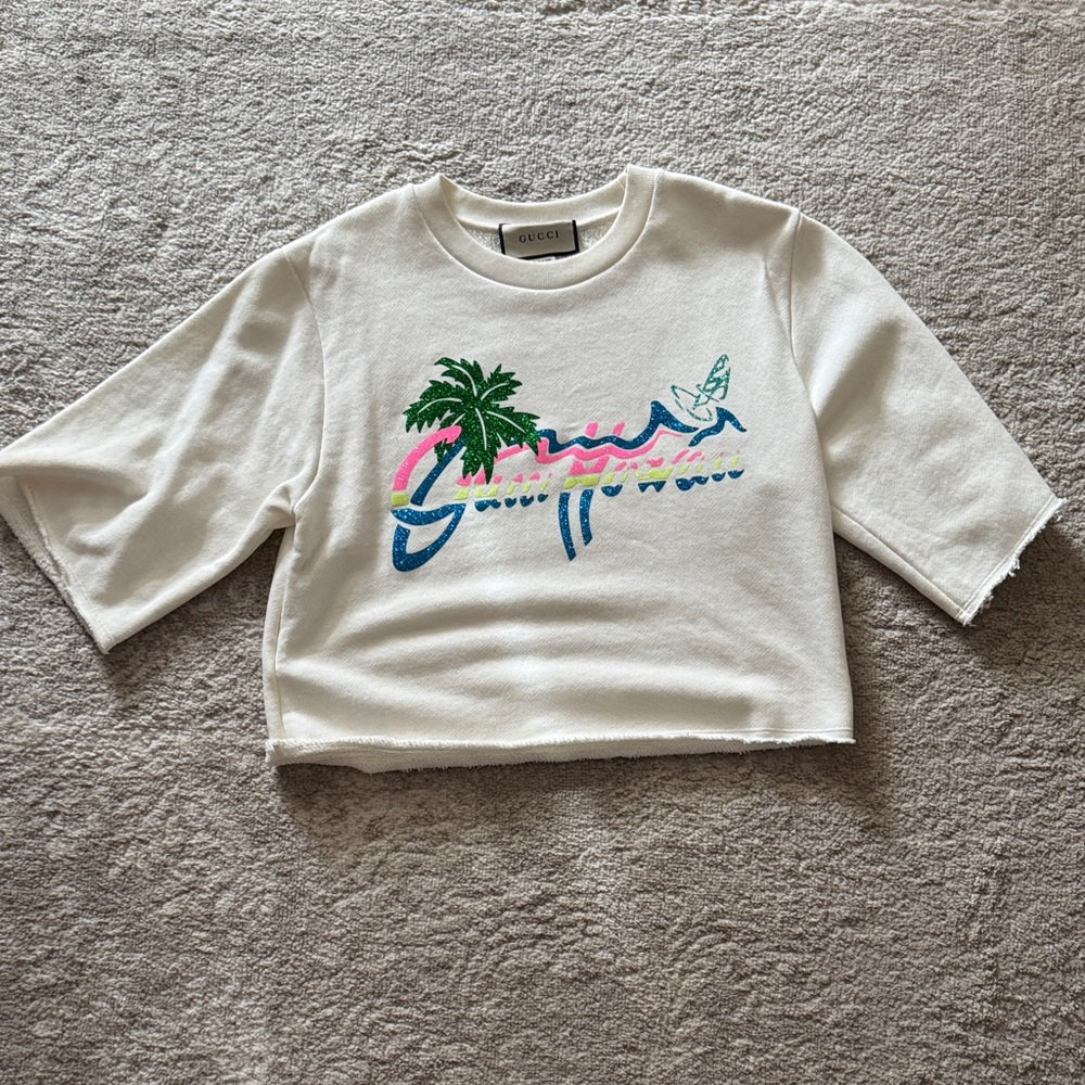 Gucci Cream Hawaii cropped Sweater